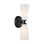 Bellevue 2 Light 15" Tall Bathroom Sconce with Fluted Glass Shades Matte Black