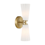 Bellevue 2 Light 15" Tall Bathroom Sconce with Fluted Glass Shades Natural Brass