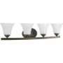 Bellevue Ashbroook 4 Light 28" Wide Bathroom Vanity Light Antique Bronze / White Shade