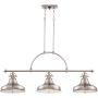 Bellevue Hamblen 3 Light 52-1/2" Wide Linear Chandelier with Metal Warehouse Shades Brushed Nickel
