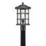 Bellevue Halifax Single Light 17" Tall Outdoor Lantern Style Post Light with Seedy Glass Shade Earth Black