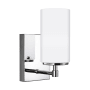 Bellevue Kenney Single Light 4" Wide Bathroom Sconce with Etched Glass Shade Chrome