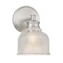Bellevue 10" Tall Wall Sconce with a patterned glass dome shade Brushed Nickel