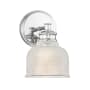 Bellevue 10" Tall Wall Sconce with a patterned glass dome shade Chrome
