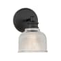 Bellevue 10" Tall Wall Sconce with a patterned glass dome shade Matte Black
