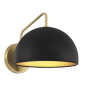 Bellevue 9" Tall Wall Sconce with a black dome shade Matte Black / Natural Brass