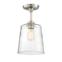 Bellevue Single Light 10" Wide Semi-Flush Ceiling Fixture Brushed Nickel