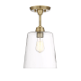 Bellevue Single Light 10" Wide Semi-Flush Ceiling Fixture Natural Brass
