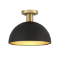 Bellevue 12" Wide Semi-Flush Ceiling Fixture Matte Black / Natural Brass
