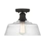 Bellevue 13" Wide Semi-Flush Ceiling Fixture with a patterned glass tapered shade Oil Rubbed Bronze