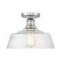 Bellevue 13" Wide Semi-Flush Ceiling Fixture with a patterned glass tapered shade Polished Nickel