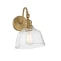 Bellevue 12" Tall Wall Sconce with Hammered Glass Shade Natural Brass