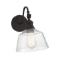 Bellevue 12" Tall Wall Sconce with Hammered Glass Shade Oil Rubbed Bronze