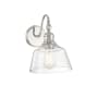 Bellevue 12" Tall Wall Sconce with Hammered Glass Shade Polished Nickel