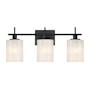 Bellevue 3 Light 22" Wide Vanity Light with Strié Glass Shades Matte Black