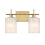 Bellevue 2 Light 14" Wide Vanity Light with Strié Glass Shades Natural Brass