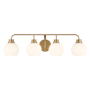 Bellevue 4 Light 32" Wide Vanity Light with Opal Glass Shades Natural Brass