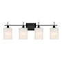 Bellevue 4 Light 31" Wide Vanity Light with Strié Glass Shades Matte Black