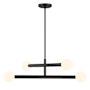 Bellevue 4 Light 30" Wide Chandelier with Opal Glass Shades Matte Black