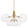 Bellevue 6 Light 27" Wide LED Chandelier with Clear Glass Shades Natural Brass