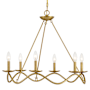 Bellevue 6 Light 28" Wide Taper Candle Style Chandelier Natural Brass
