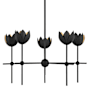 Bellevue 5 Light 26" Wide Chandelier with Floral Shades Matte Black