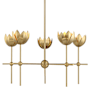 Bellevue 5 Light 26" Wide Chandelier with Floral Shades Natural Brass