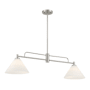 Bellevue 2 Light 40" Wide Linear Chandelier with Opal Glass Shades Brushed Nickel