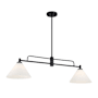 Bellevue 2 Light 40" Wide Linear Chandelier with Opal Glass Shades Matte Black