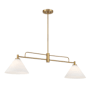 Bellevue 2 Light 40" Wide Linear Chandelier with Opal Glass Shades Natural Brass