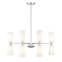 Bellevue 8 Light 32" Wide Chandelier with White Fluted Glass Shades Chrome