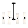 Bellevue 8 Light 32" Wide Chandelier with White Fluted Glass Shades Matte Black