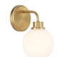 Bellevue 10" Tall Bathroom Sconce with Opal Glass Shade Natural Brass