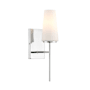 Bellevue 16" Tall Bathroom Sconce with Fluted Opal Glass Shade Chrome