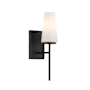 Bellevue 16" Tall Bathroom Sconce with Fluted Opal Glass Shade Matte Black