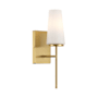 Bellevue 16" Tall Bathroom Sconce with Fluted Opal Glass Shade Natural Brass