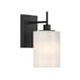 Bellevue 10" Tall Bathroom Sconce with Strié Glass Shade Matte Black