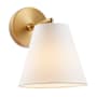 Bellevue 10" Tall Bathroom Sconce with Fabric Shade Natural Brass