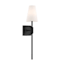 Bellevue 24" Tall Bathroom Sconce with Linen Shade Matte Black