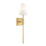 Bellevue 24" Tall Bathroom Sconce with Linen Shade Natural Brass