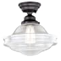 Bellevue Kash Single Light 12" Wide Semi-Flush Ceiling Fixture with A Glass Shade Oil Rubbed Bronze
