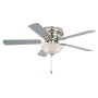 Bellevue Adrian 42" 5 Blade Indoor Ceiling Fan with a Glass Shade Satin Nickel