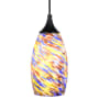 Bellevue Mirage 5" Wide Mini Pendant with Azure Glass Shade Matte Black / Multicolored Shade
