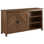 Bellevue Modern Farmhouse 58" W 2 Door Angled Slat Door TV Stand Cabinet Dark Walnut