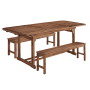 Bellevue 3 Piece Solid Acacia Outdoor Picnic Style Dining Set with Extendable Table and (2) Benches Dark Acacia