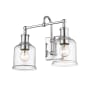 Bellevue Georgia 2 Light 16" Wide Vanity Light Chrome / Seedy Glass