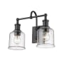Bellevue Georgia 2 Light 16" Wide Vanity Light Matte Black / Seedy Glass