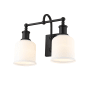 Bellevue Georgia 2 Light 16" Wide Vanity Light Matte Black / White Glass