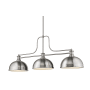 Bellevue Agnes 3 Light 52" Wide Billiard and Linear Chandelier with Dome Shades Brushed Nickel