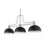 Bellevue Agnes 3 Light 52" Wide Billiard and Linear Chandelier with Dome Shades Brushed Nickel / Matte Black